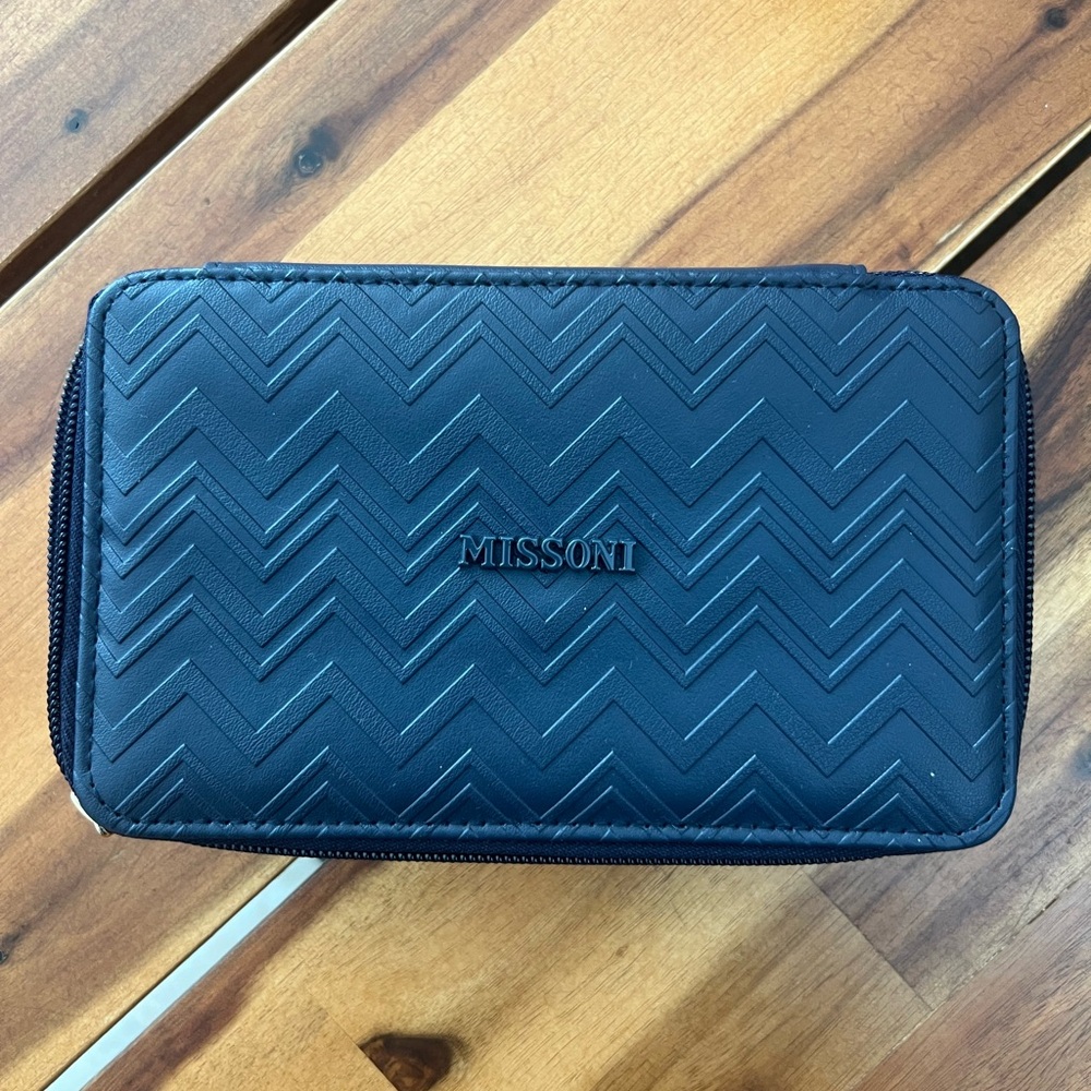 Missoni Navy Chevron Travel Pouch Sleek Design